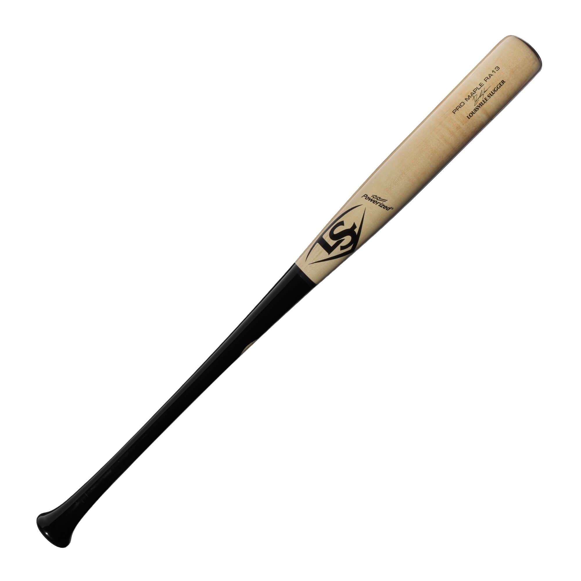 Louisville Slugger Pro Prime RA13 Acuna baseball bat with black handle and natural barrel.