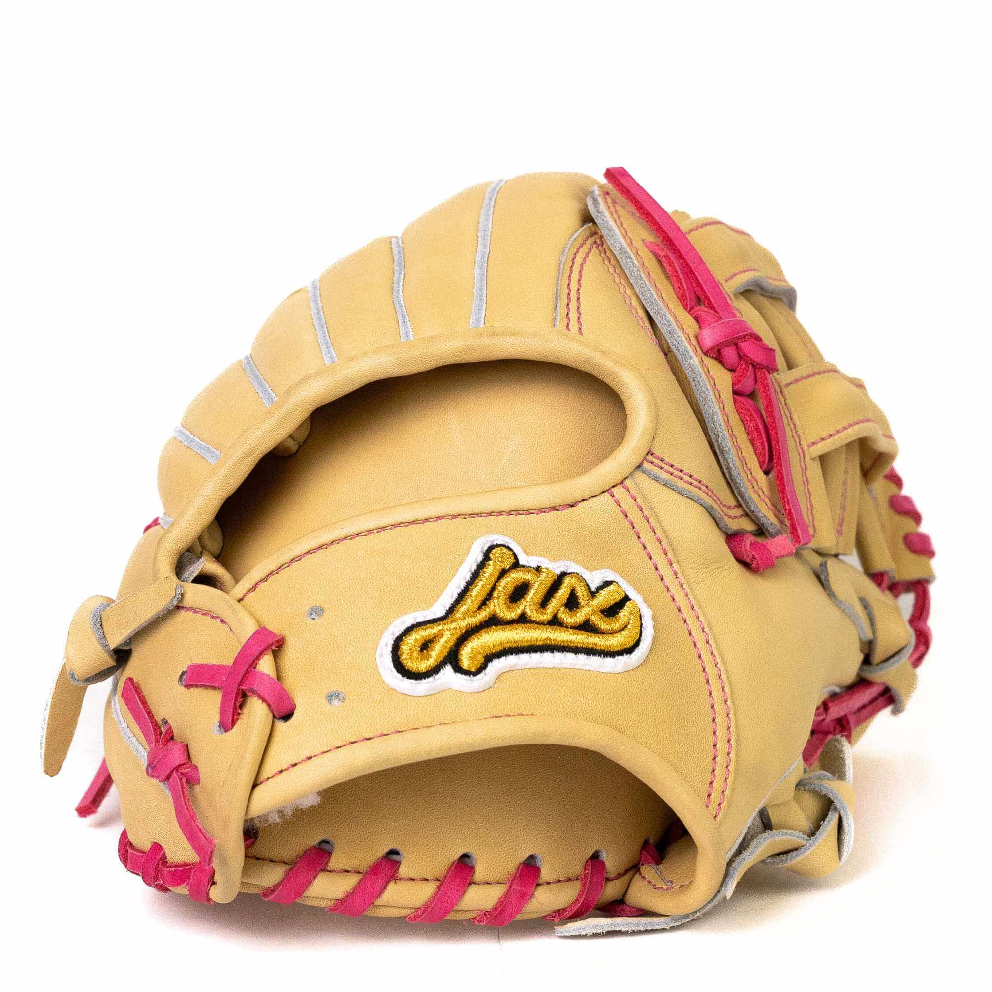 Jax EN-7 infield glove, 11.75, blonde leather, pink lace, H-Web design, RHT.