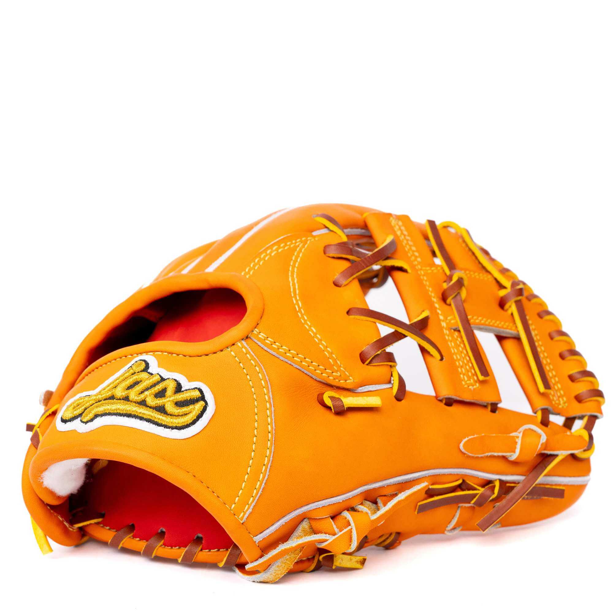 Jax DM-5S 11.25-inch infield glove, orange tan, RHT, premium steerhide leather.