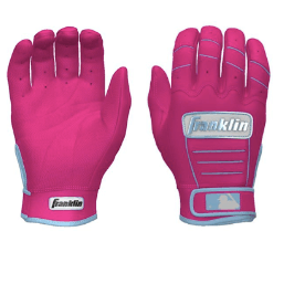 Franklin CFX Pro Custom Batting Gloves in Pink/Baby Blue with advanced grip and comfort for baseball performance.