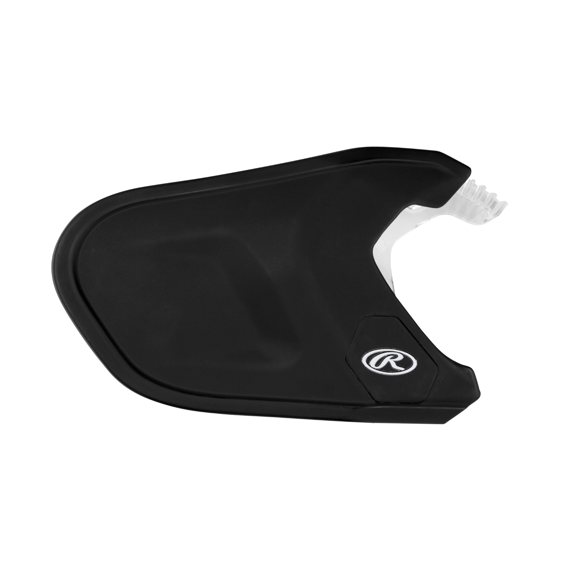 Rawlings Matte Adjustable Jaw Guard RHB for batting helmets, offering enhanced facial coverage and visibility for hitters.