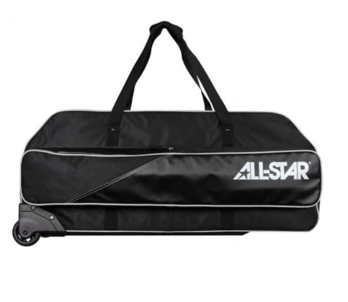 All-Star S7 Advanced Pro Duffle Roller Catcher's Bag with heavy-duty wheels and spacious interior.