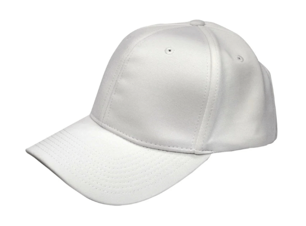 Solid white flex fit football hat with a sleek design, offering comfort and style for sports enthusiasts.