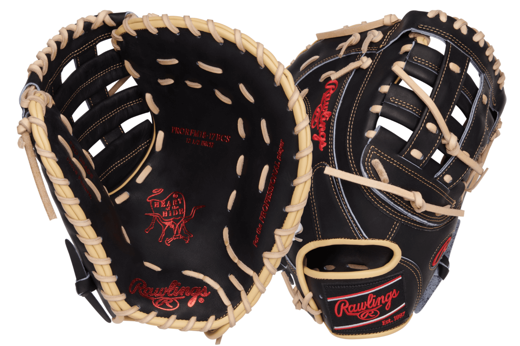 Rawlings Heart Of The Hide Series First Base Mitt 12.5 Black LHT Professional quality baseball glove.