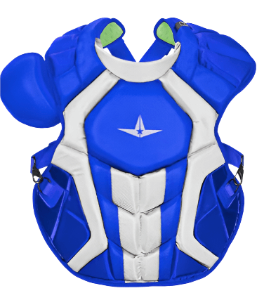 Front view of All-Star S7 Axis Chest Protector showing wedged abs and U-Bar design.