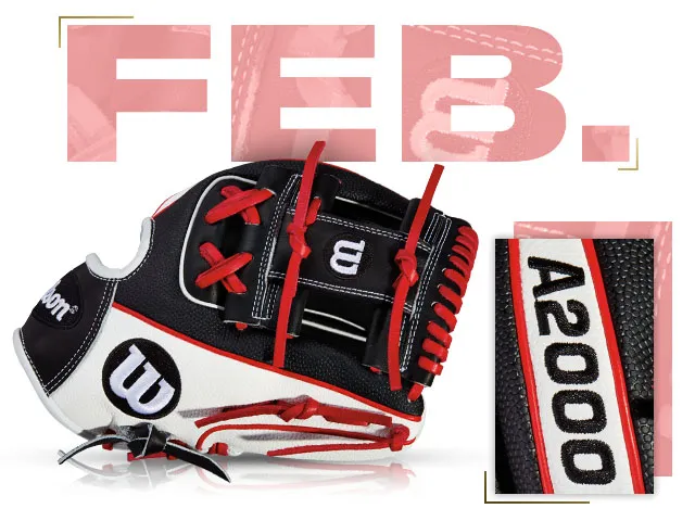 Wilson A2000 1786 February 2017 two-color Superskin baseball glove showcasing red and black design.