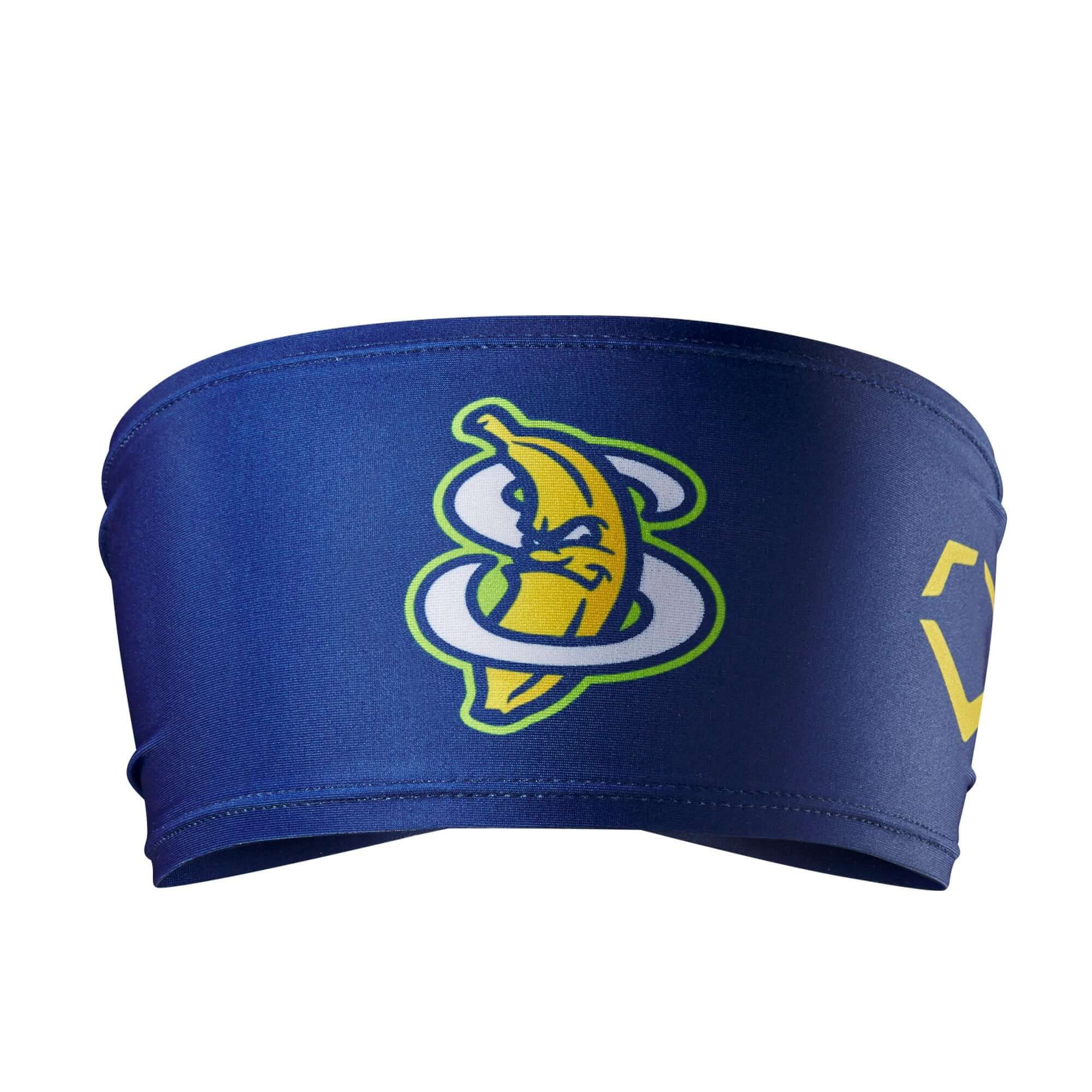 Evoshield Navy Headband featuring playful banana design, perfect for sports and casual wear.