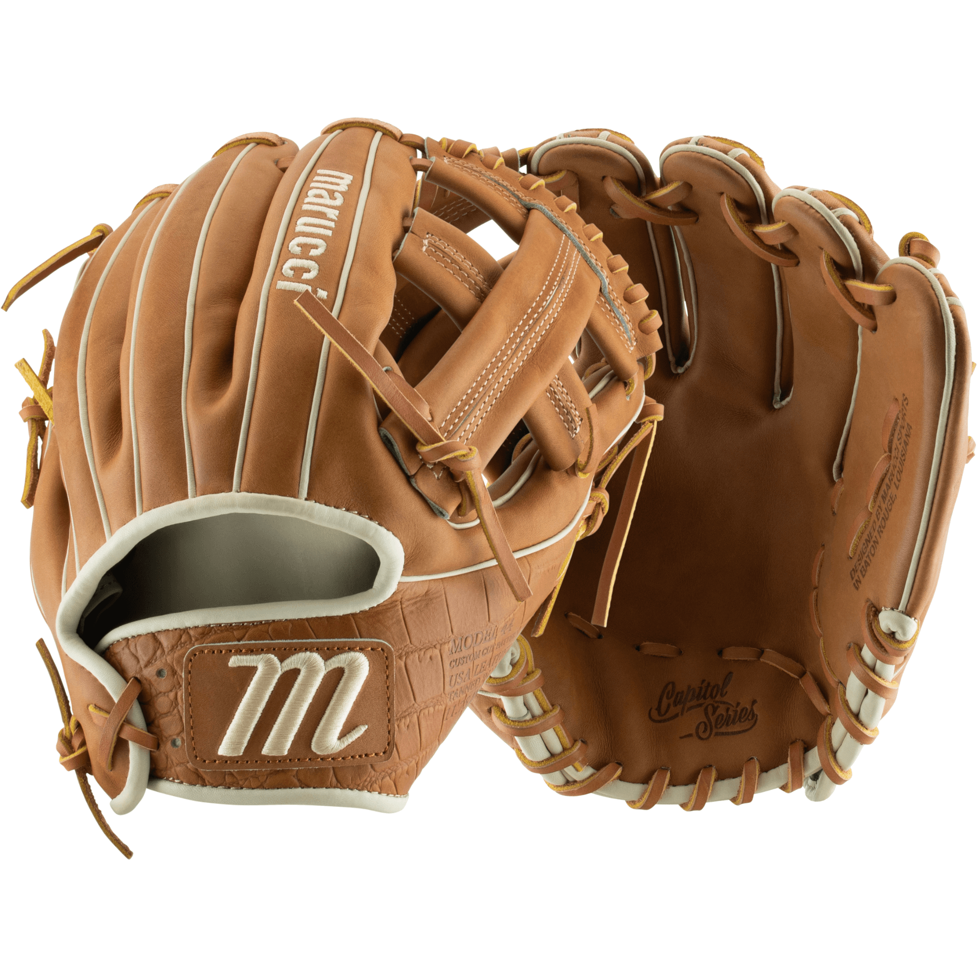 Marucci Capitol Series AB2 Single Post Baseball Glove Toffee/Gator Tan 11.75" RHT Premium Japanese-tanned USA Kip Leather