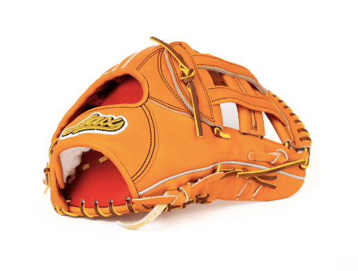 Jax LJ-10 outfield glove 12.5 inch orange tan with deep pocket for ball security and agility, crafted with Japanese craftsmanship