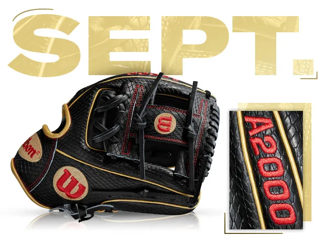 Wilson A2000 1786 Snakeskin glove, September 2017 edition, featuring black and gold design.