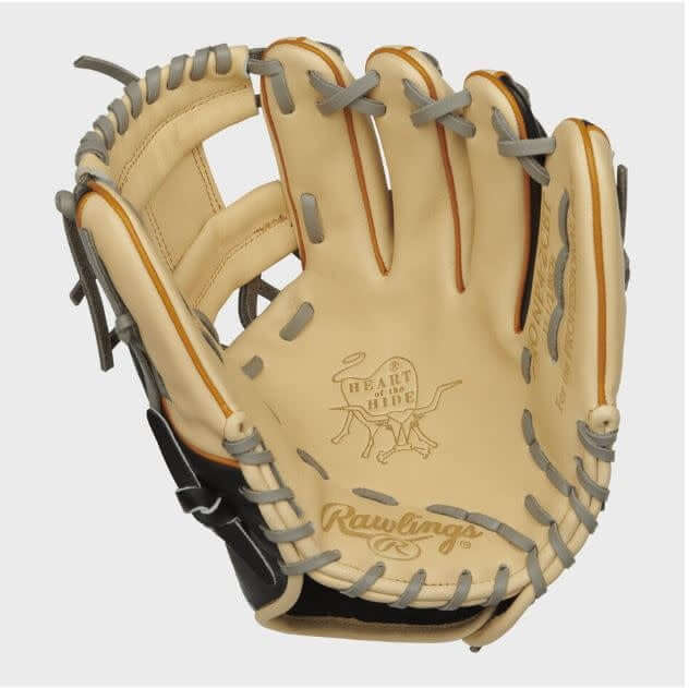 Rawlings Heart of the Hide PRONP4 2CBT 11.5-inch infielder's glove, camel and black, Pro I Web.