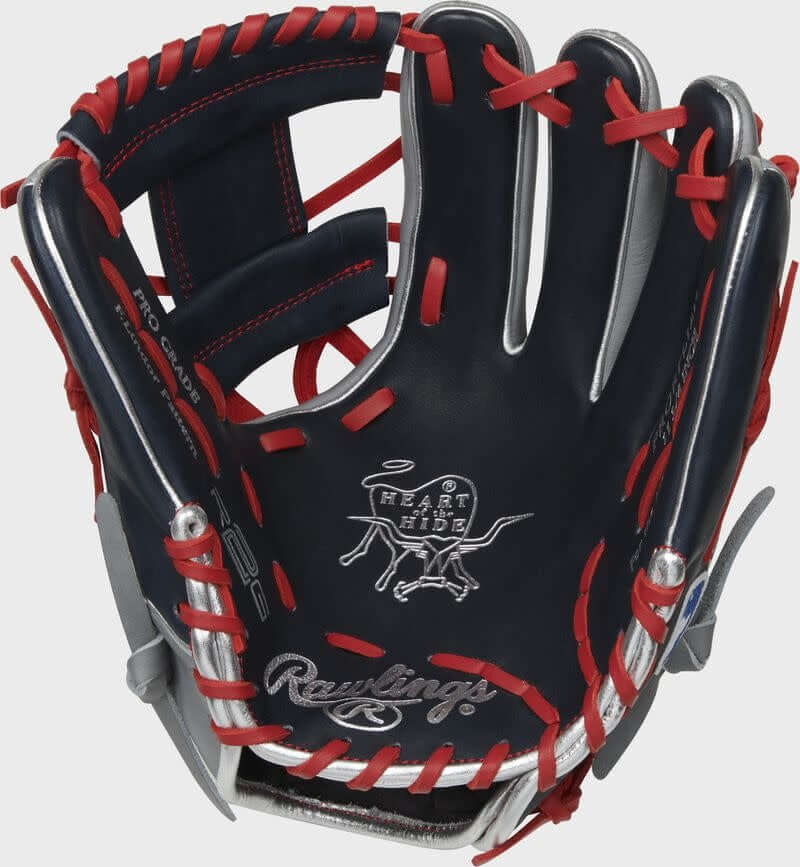 Rawlings Heart of the Hide R2G 11.75 in Francisco Lindor Baseball Glove, navy/gray design, right-hand throw