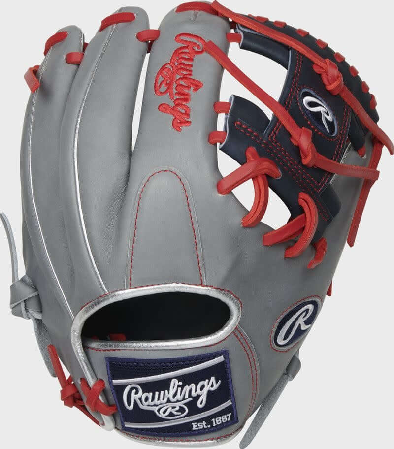 Rawlings Heart of the Hide R2G 11.75 in Francisco Lindor Baseball Glove, navy/gray design, right-hand throw