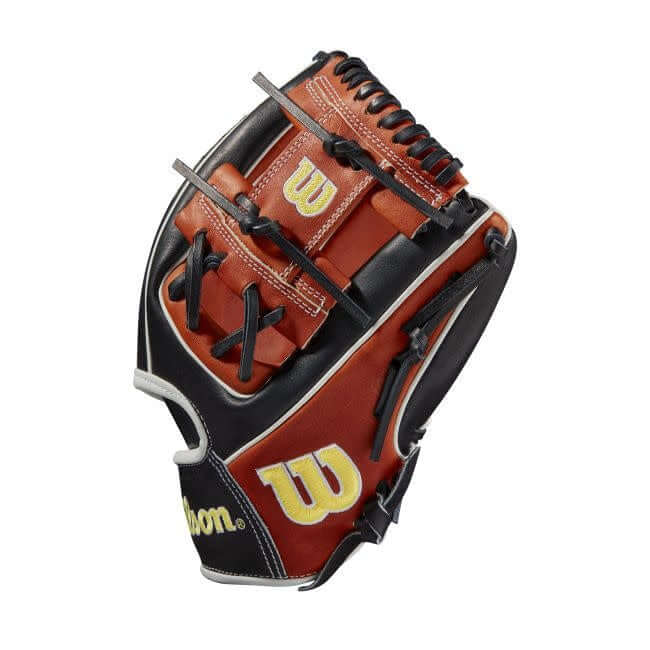 Wilson A2000 1975 11.75 infield glove, copper/black/white, Pro Stock leather, Bold Logos.