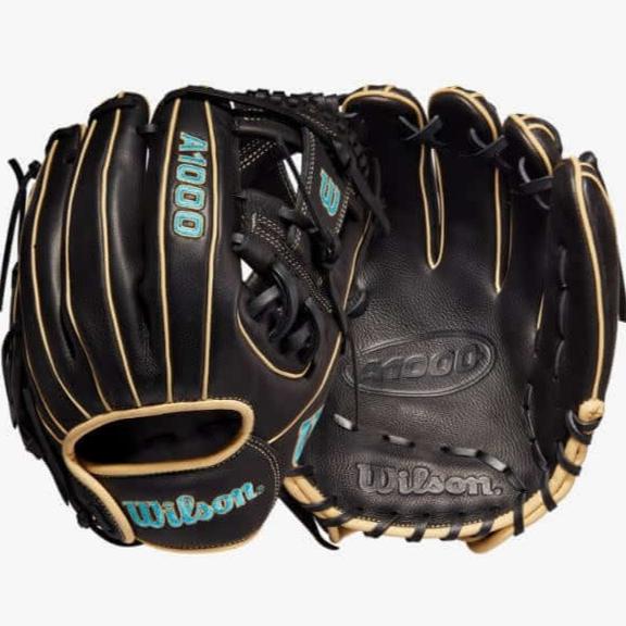 Wilson A1000 DP15 LHT 11.5 Black/Blonde/Tropical Blue Glove with H-Web