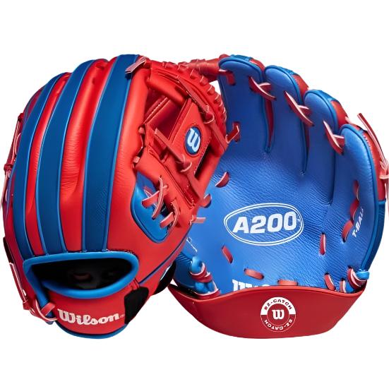 Wilson A200 EZ Catch 10-inch Baseball Glove White/Red/Royal, 10-inch size