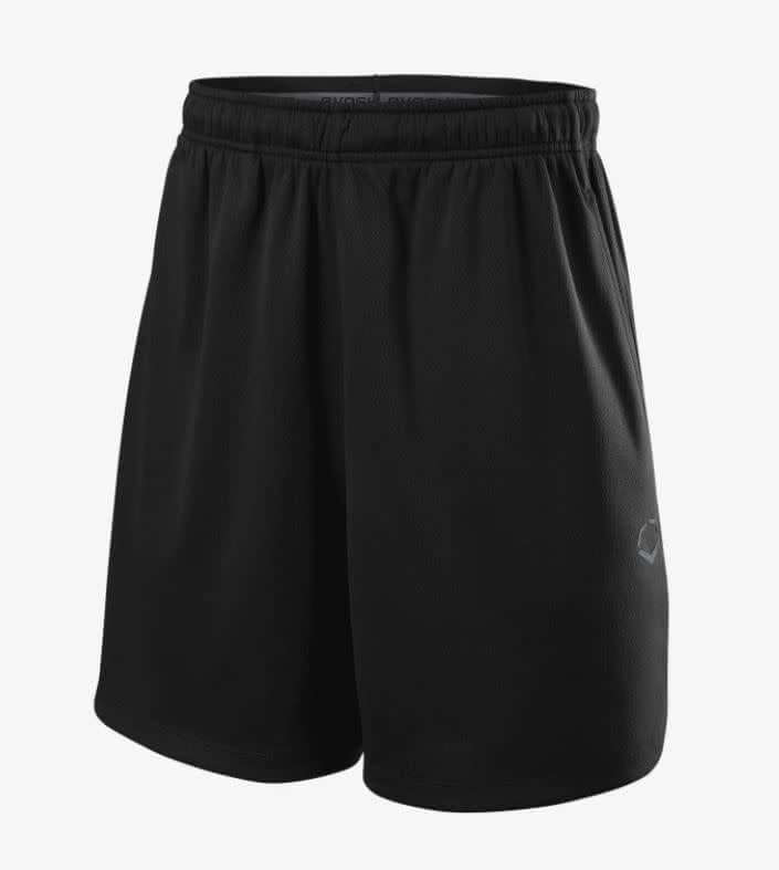 Evoshield Youth Pro Team Training Short 2.0 front view, black, 100% polyester.